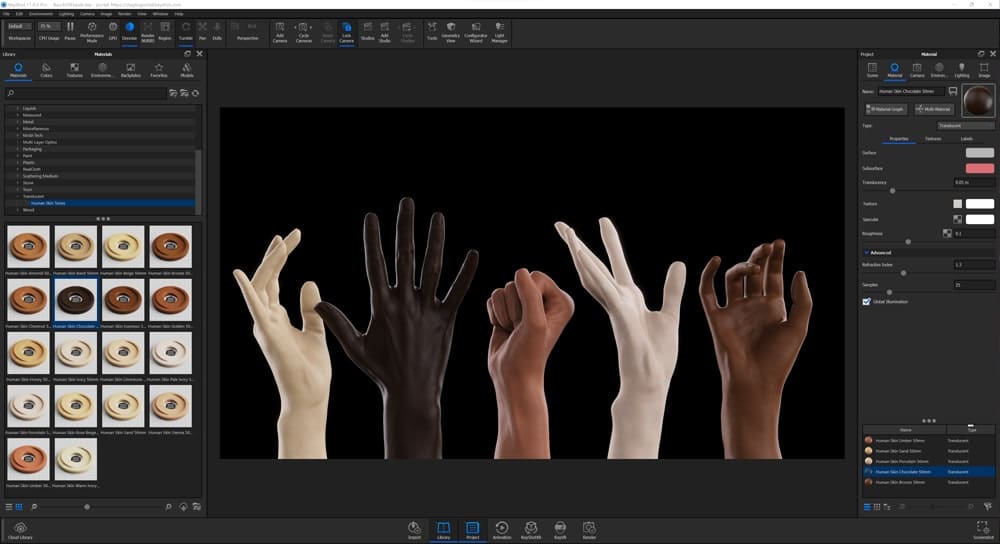 KeyShot 11 Features - Skin Tones