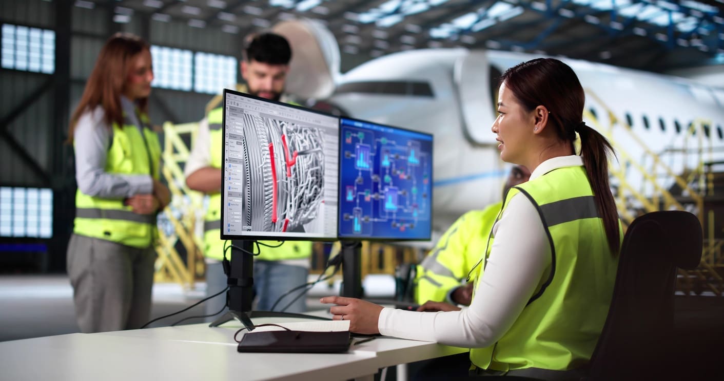 Airport Repair And Check Service Team Doing Plane